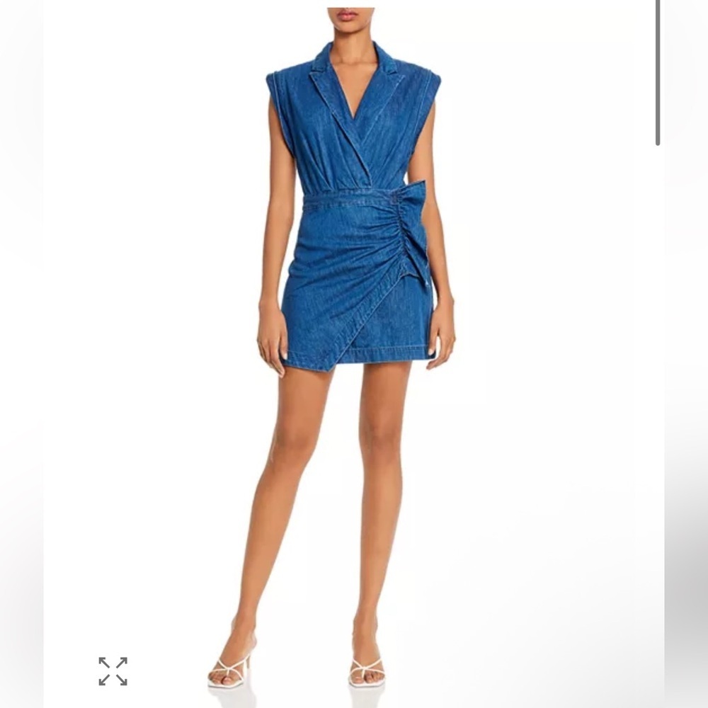 7 for all mankind denim ruffle mini dress - Picture 2 of 10